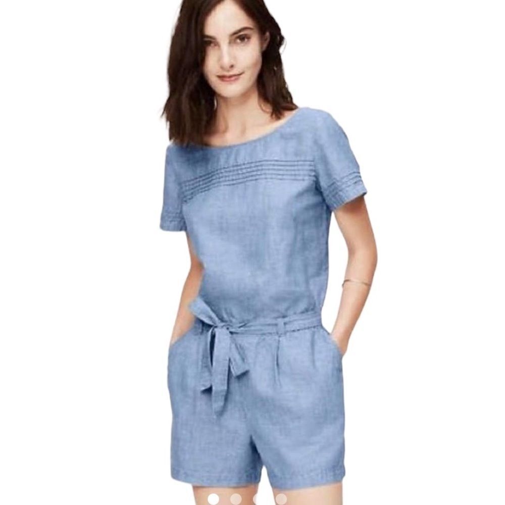 Loft chambray blue romper size 8